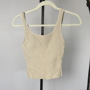 Babaton Cream Ribbed Tank Top